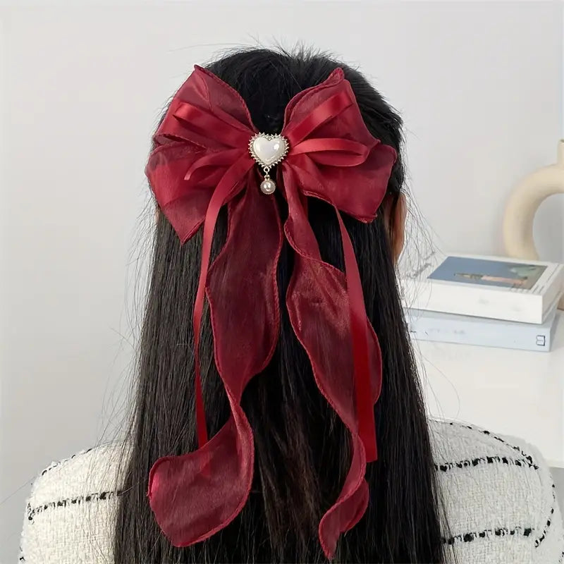 Enchanting Ribbons, Elegant Multi-Layer Mesh Bow Hair Clip