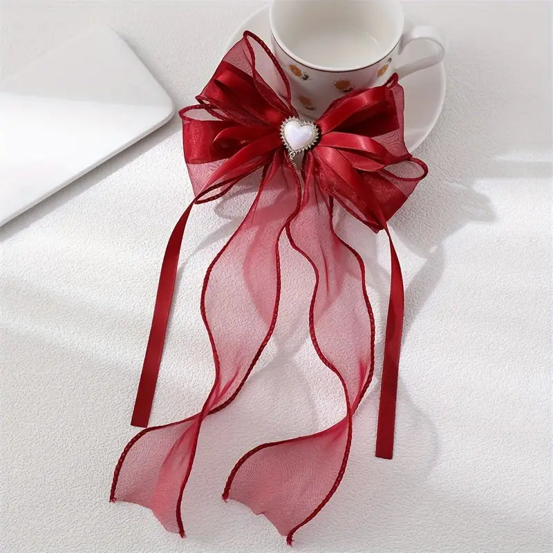 Enchanting Ribbons, Elegant Multi-Layer Mesh Bow Hair Clip