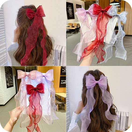 6 PCS KOREAN HAIR BOW CLIPS