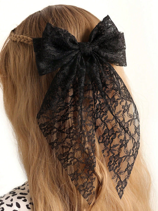 1pc Elegant Lace Embroidered Bowknot Hair Clip