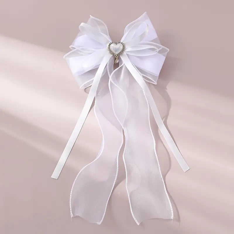 Enchanting Ribbons, Elegant Multi-Layer Mesh Bow Hair Clip